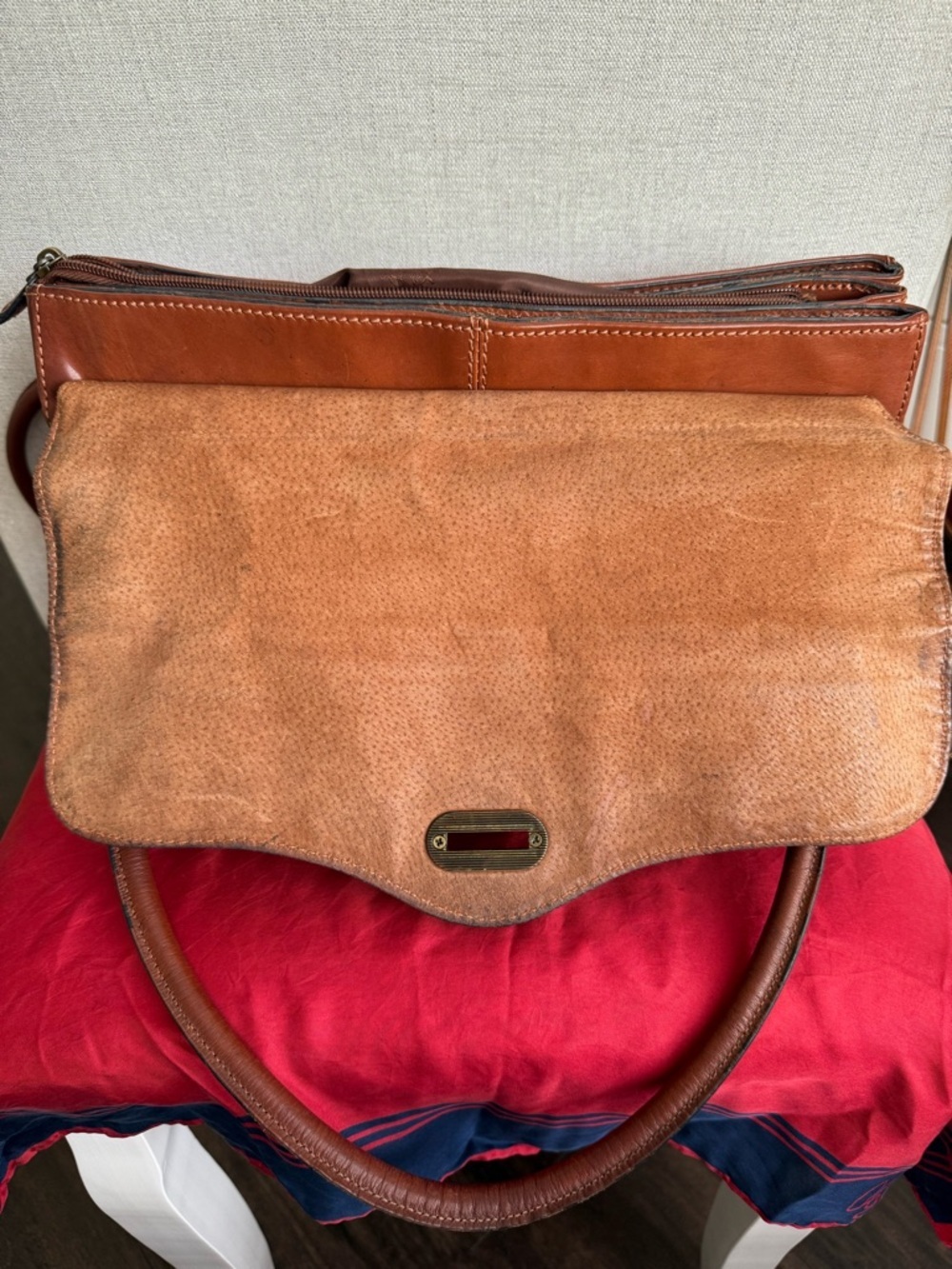 Vintage Italian Leather Satchel Bag Toscanino Brown Brass Hardware - Picture 8 of 15